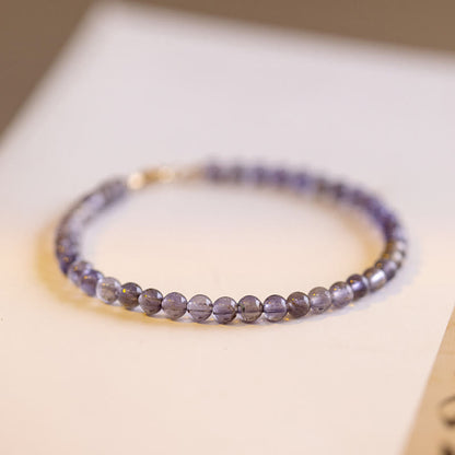 Buddhist Blessing 3mm Amethyst Iolite Ultra-thin Beads 14k Gold Plated Copper Communication Bracelet