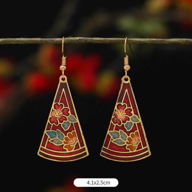 Buddhist Blessing Lotus Butterfly Flower Alloy Copper Enlightenment Drop Earrings