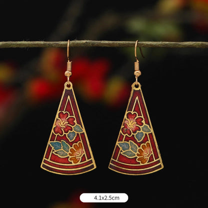 Buddhist Blessing Lotus Butterfly Flower Alloy Copper Enlightenment Drop Earrings