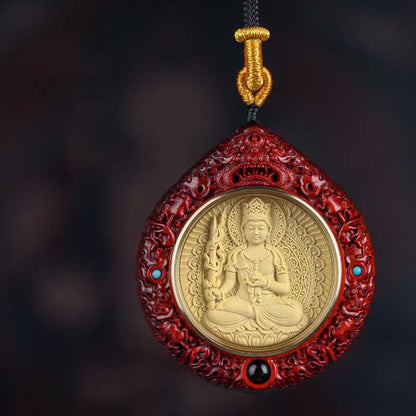 Buddhist Blessing Chinese Zodiac Natal Buddha Small Leaf Red Sandalwood Ebony Longevity Necklace Pendant
