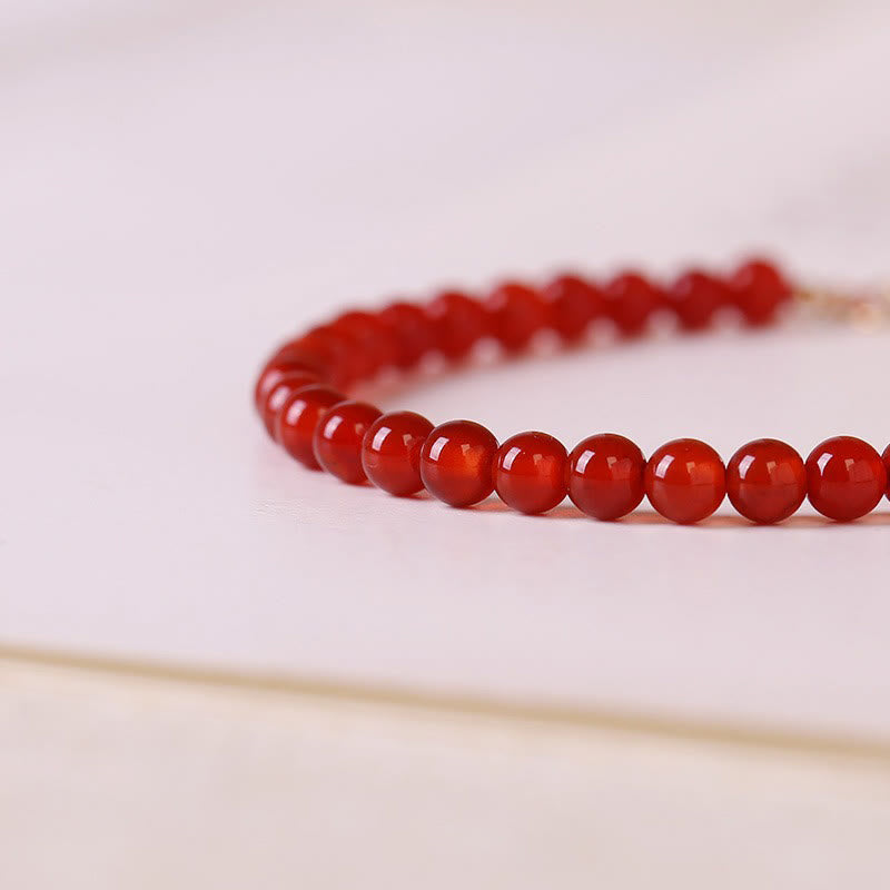 Buddhist Blessing Small Red Agate Ultra-thin Beads Calm Bracelet