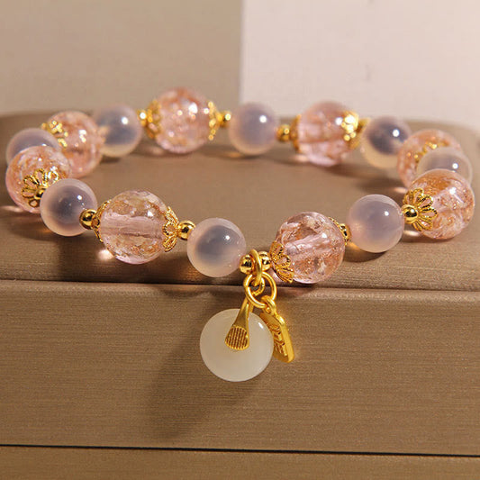 Buddhist Blessing Fu Character Peace Buckle Liuli Candy Agate Healing Bracelet