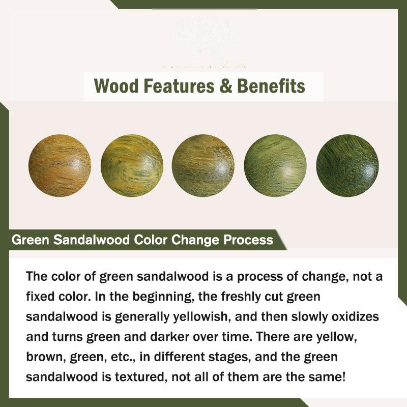 Buddhist Blessing Ebony Wood Green Sandalwood Copper Brass Dzi Bead Black Onyx Calm Double Wrap Bracelet