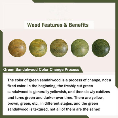 Buddhist Blessing Ebony Wood Green Sandalwood Copper Brass Dzi Bead Black Onyx Calm Double Wrap Bracelet