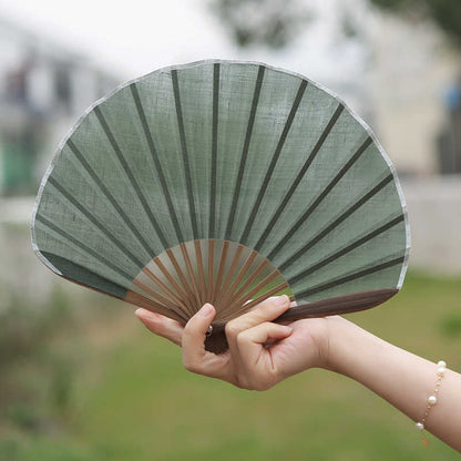Buddhist Blessing Retro Solid Color Shell Shape Handheld Bamboo Folding Fan