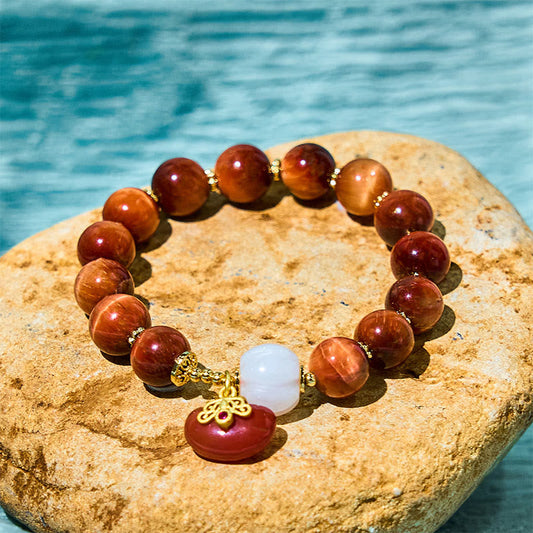 Buddhist Blessing Natural Red Tiger Eye Pumpkin Calm Bracelet