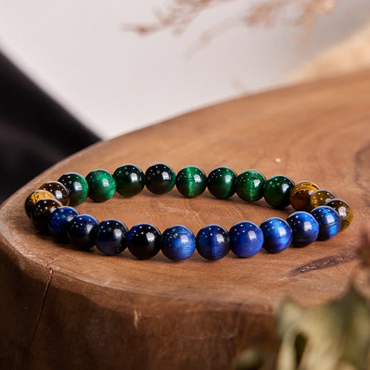 Buddhist Blessing Blue Tiger Eye Green Tiger Eye Tiger Eye Balance Bracelet
