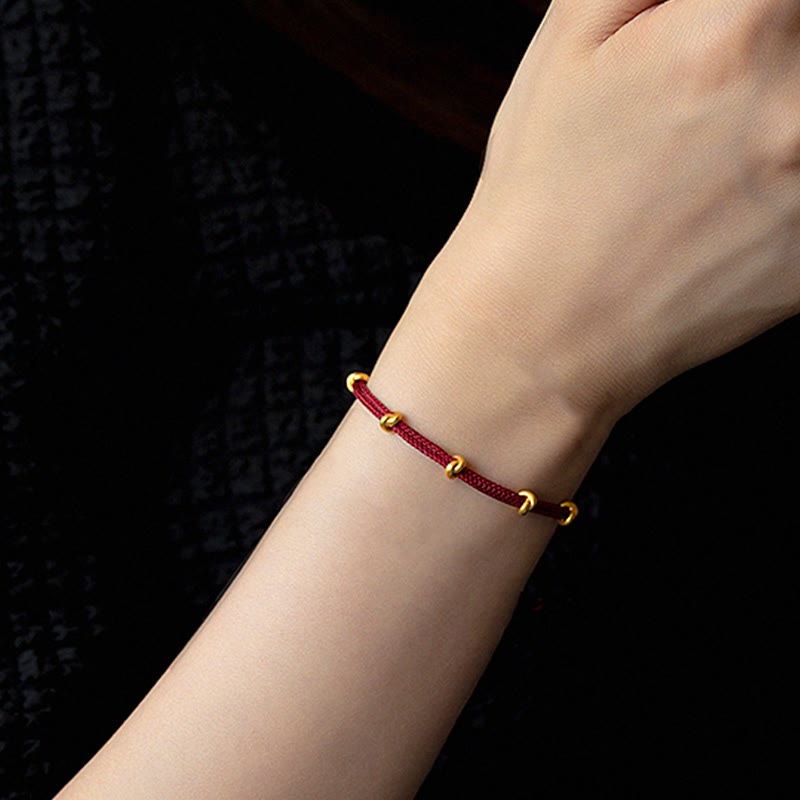 Buddhist Blessing 999 Gold Wish Knot Design Handmade Luck Braided Rope Bracelet