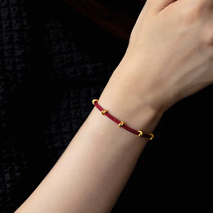 Buddhist Blessing 999 Gold Wish Knot Design Handmade Luck Braided Rope Bracelet
