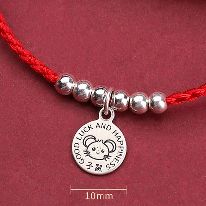 Buddhist Blessing Chinese Zodiac Kid Red String 999 Sterling Silver Protection Bracelet