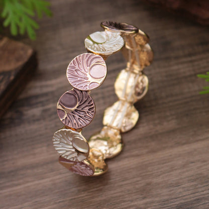 Buddhist Blessing The Tree Of Life Creation Enamel Alloy Bracelet