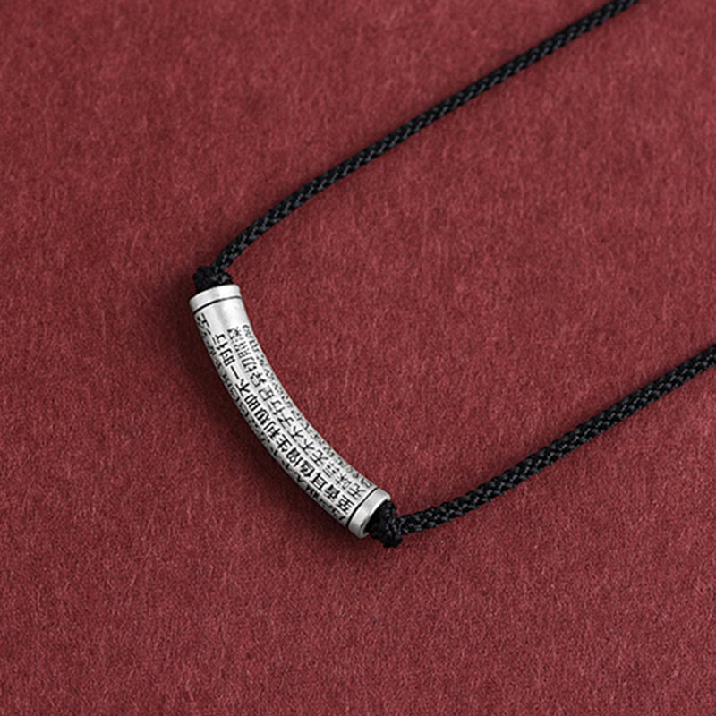 Buddhist Blessing 999 Sterling Silver Six True Word Heart Sutra String Necklace Pendant