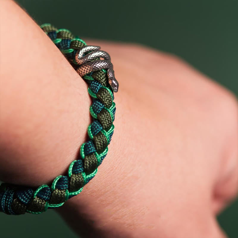 Buddhist Blessing Year of the Snake 999 Sterling Silver String Protection Braided Bracelet