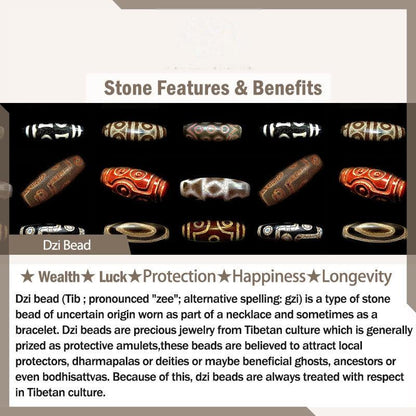 Buddhist Blessing Tibetan Nine-eye Dzi Bead Natural Sandalwood White Cat's Eye Agate Power Protection Bracelet