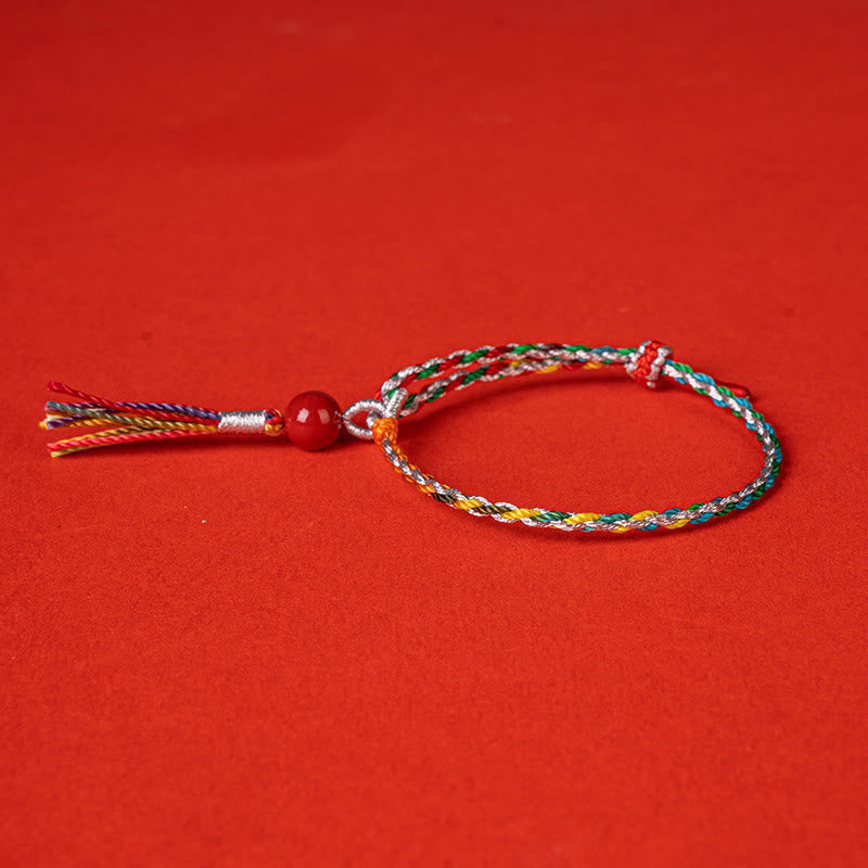 Buddhist Blessing Colorful String Cinnabar Concentration Bracelet