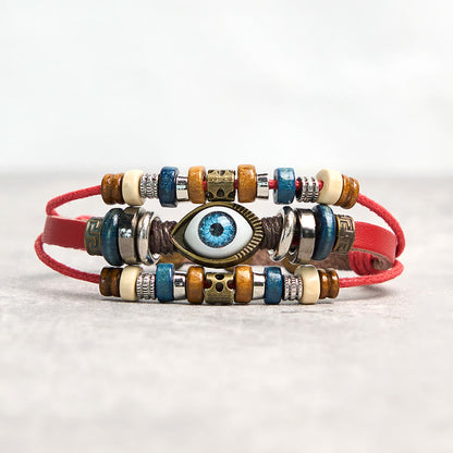 Buddhist Blessing Tibetan Evil Eye Leather Adjustable Protection Bracelet
