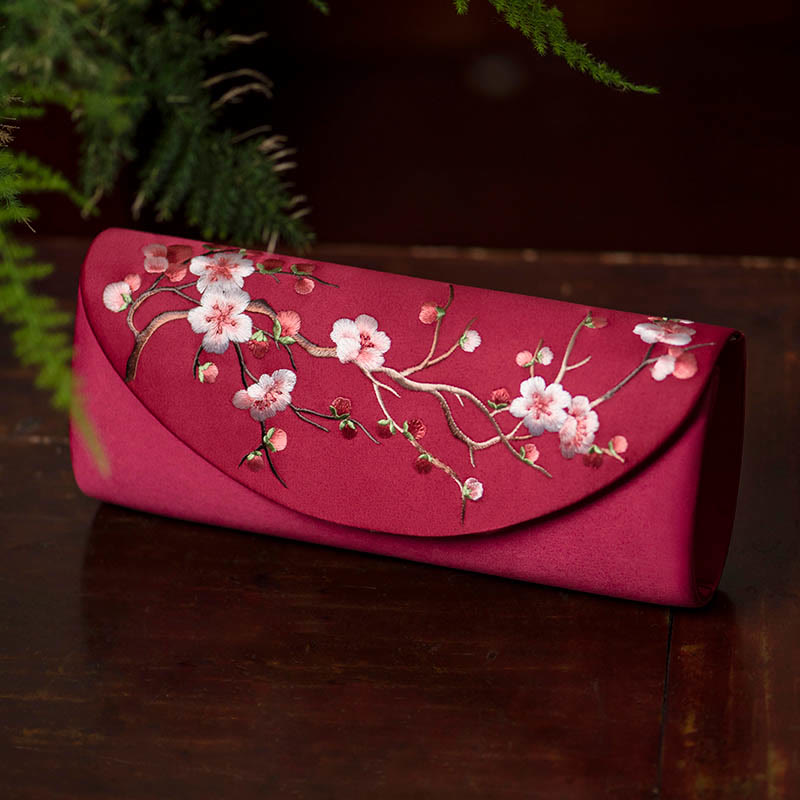 Buddhist Blessing Plum Bossom Tulip Su Embroidery Wedding Shopping Purse Handbag Crossbody Bag