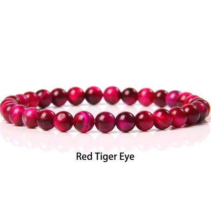 Buddhist Blessing 6mm Various Stone Crystal Black Glitter Stone Red Tiger Eye Beads Protection Bracelet