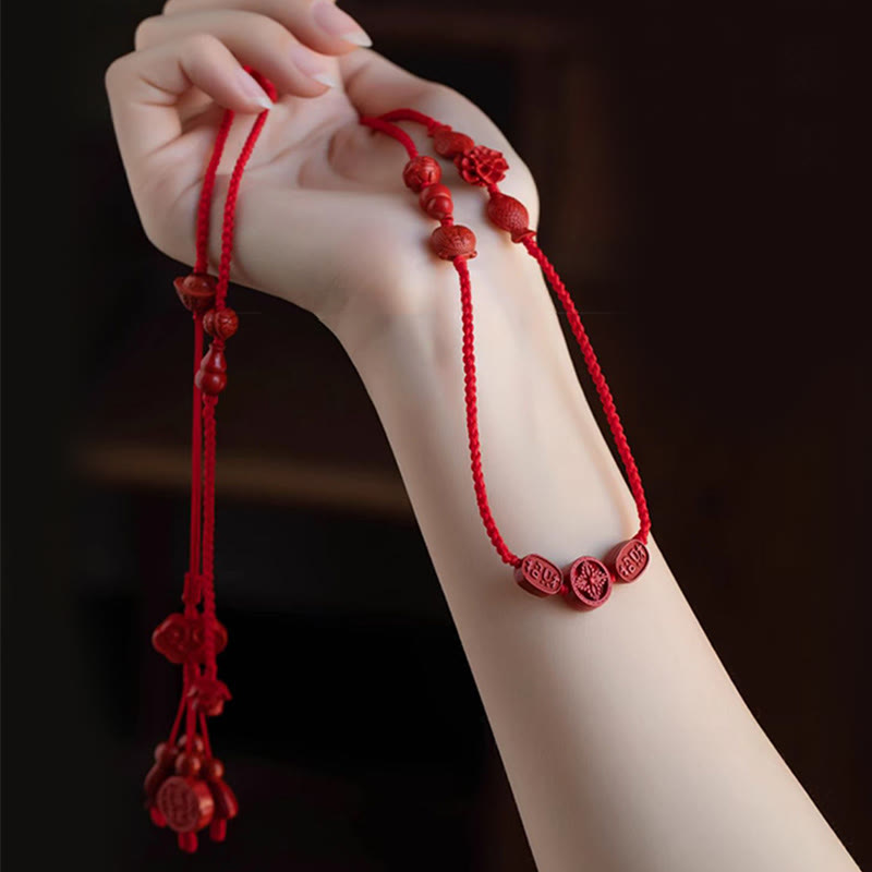 Buddhist Blessing Natural Cinnabar Calm Blessing Red String Belly Chain