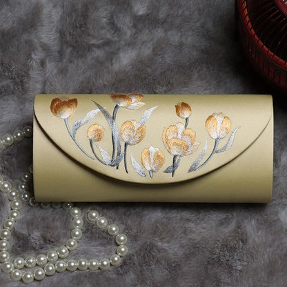 Buddhist Blessing Plum Bossom Tulip Su Embroidery Wedding Shopping Purse Handbag Crossbody Bag