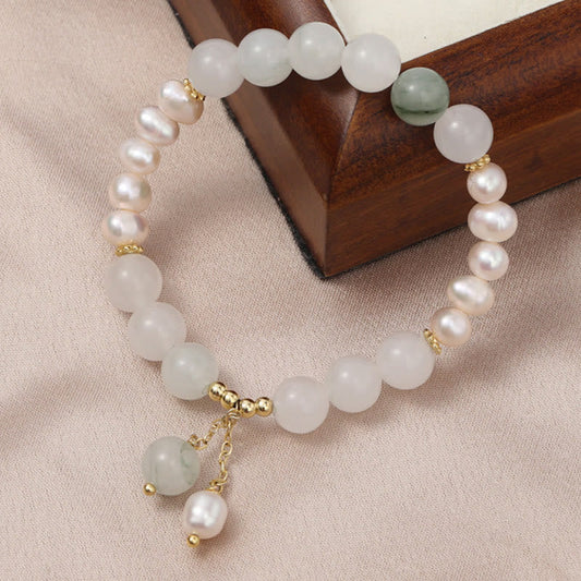 Buddhist Blessing Tianshan Jade Pearl Abundance Bracelet