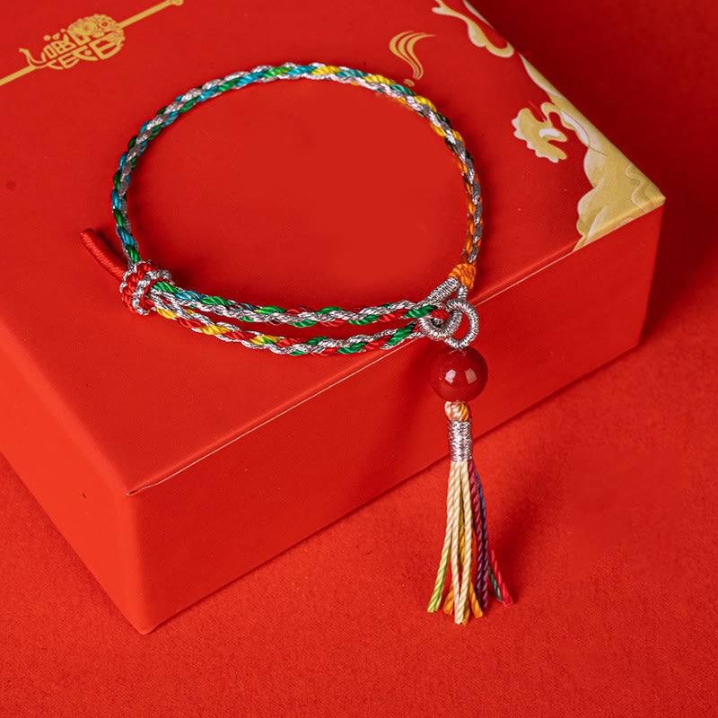 Buddhist Blessing Colorful String Cinnabar Concentration Bracelet
