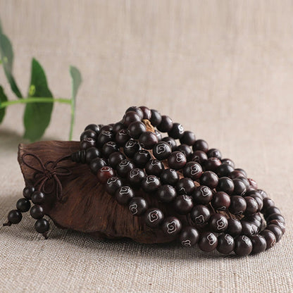 Buddhist Blessing 925 Sterling Silver Inlaid Small Leaf Red Sandalwood Om Mani Padme Hum Character Auspicious Clouds Protection Bracelet