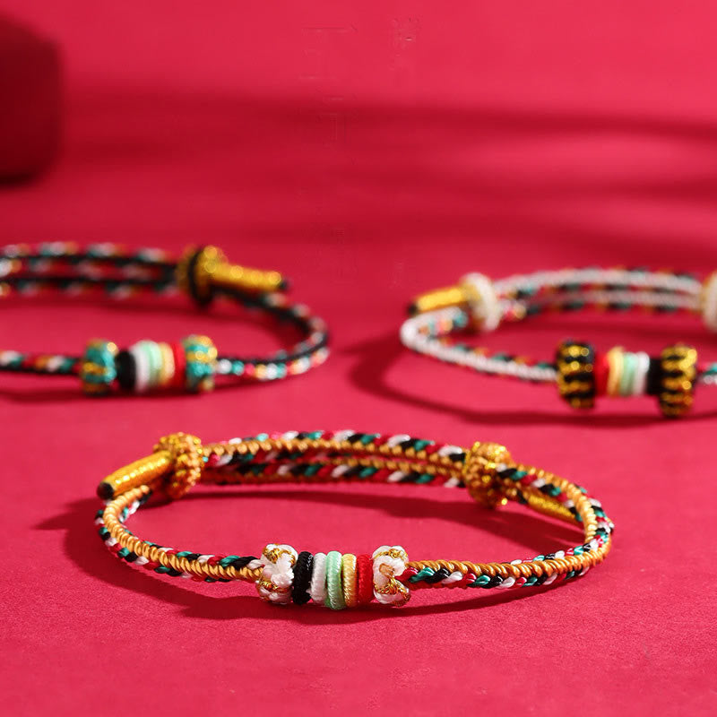 Buddhist Blessing Five Elements Colorful String Completeness Knot Reef Knot Braid Luck Bracelet