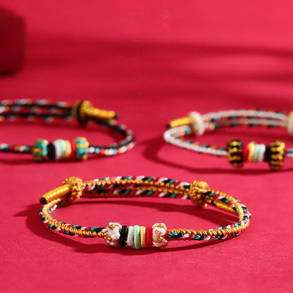 Buddhist Blessing Five Elements Colorful String Completeness Knot Reef Knot Braid Luck Bracelet