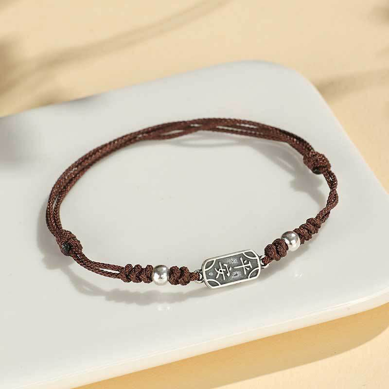 Buddhist Blessing Handmade 925 Sterling Silver Peace And Joy Safe Well Protection Braided Bracelet
