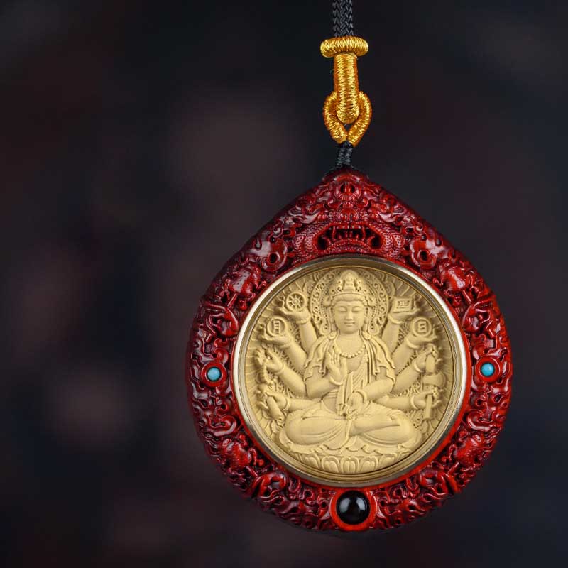 Buddhist Blessing Chinese Zodiac Natal Buddha Small Leaf Red Sandalwood Ebony Longevity Necklace Pendant