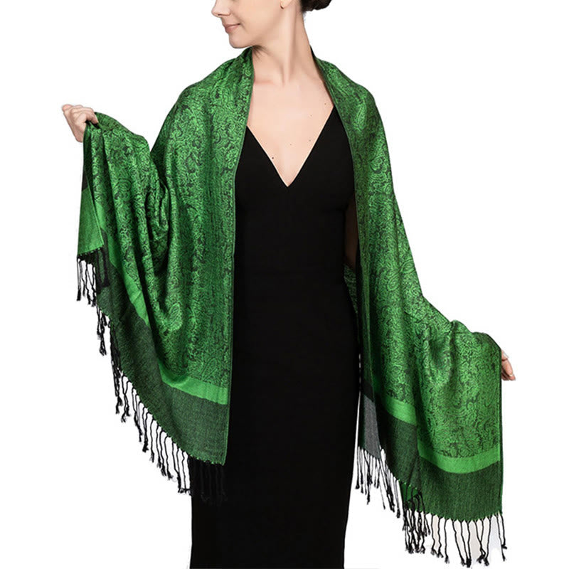 Buddhist Blessing Tibetan Cashew Jacquard Tassels Shawl Spring Fall Winter Warm Cozy Scarf Wrap