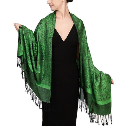 Buddhist Blessing Tibetan Cashew Jacquard Tassels Shawl Spring Fall Winter Warm Cozy Scarf Wrap