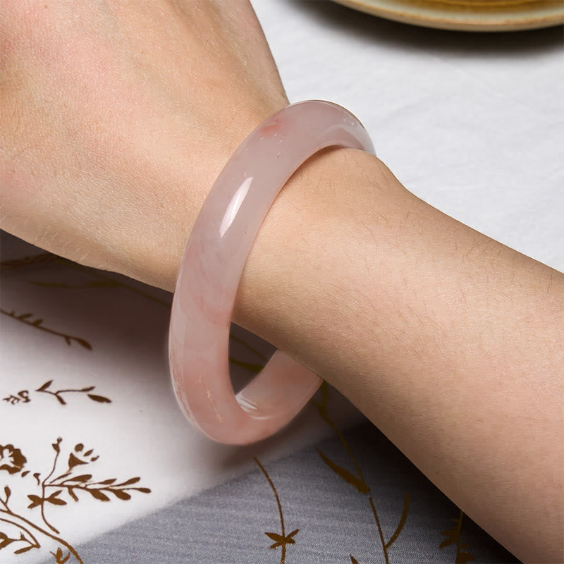 Buddhist Blessing Pink Golden Silk Jade Wealth Luck Bracelet Bangle