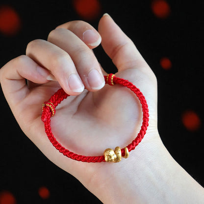 Buddhist Blessing Handmade 999 Sterling Silver Year Of Snake Red String Luck Braided Bracelet