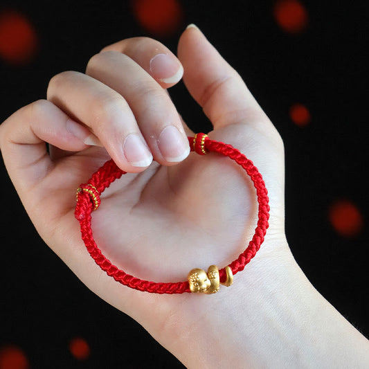 Buddhist Blessing Handmade 999 Sterling Silver Year Of Snake Red String Luck Braided Bracelet