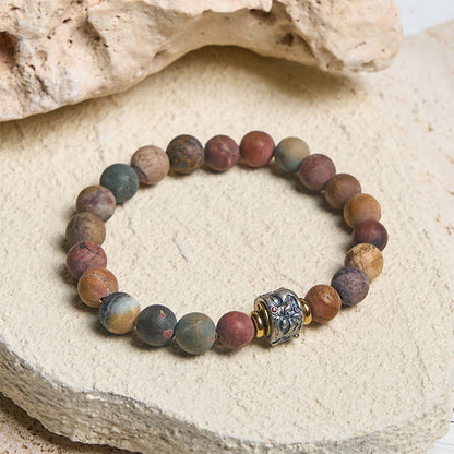 Buddhist Blessing Natural Picasso Jasper Buddha Face Energy Bracelet