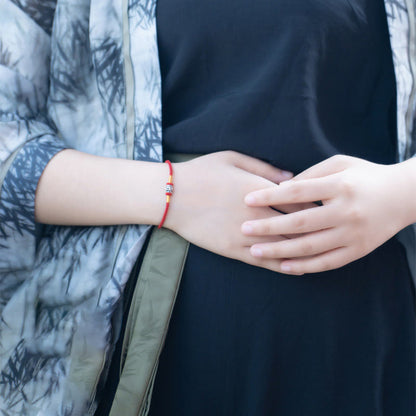 Buddhist Blessing Red String Black String Six True Words 925 Sterling Silver Peace Bracelet