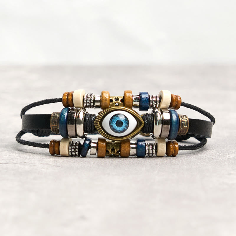 Buddhist Blessing Tibetan Evil Eye Leather Adjustable Protection Bracelet