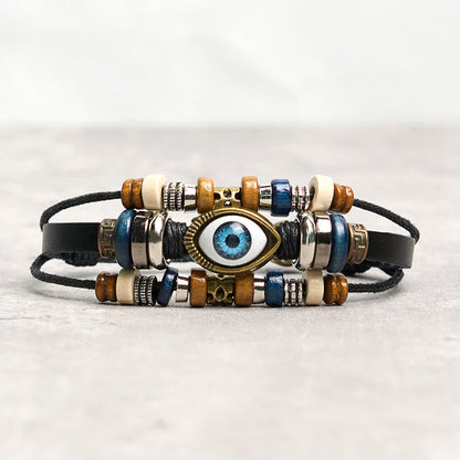 Buddhist Blessing Tibetan Evil Eye Leather Adjustable Protection Bracelet