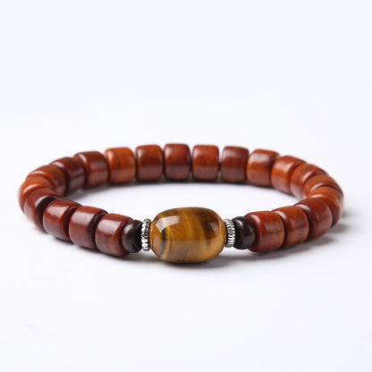 Buddhist Blessing Tibetan Bone Beads Three-Eyed Dzi Bead Sheep Horn Red Agate Strength Bracelet