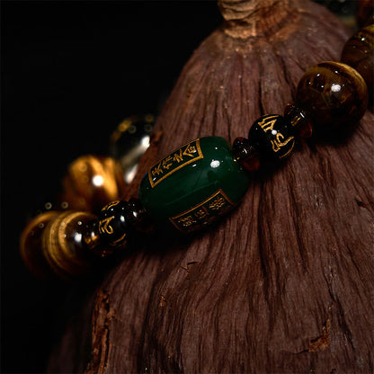 Buddhist Blessing Chinese Zodiac Tiger Eye White Crystal Courage Bracelet
