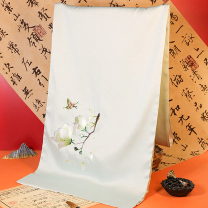 Buddhist Blessing Polyester Shawl Yulan Butterfly Bamboo Magpie Suzhou Embroidery Winter Cozy Travel Scarf Wrap