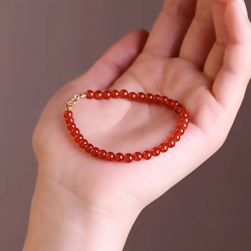 Buddhist Blessing Small Red Agate Ultra-thin Beads Calm Bracelet