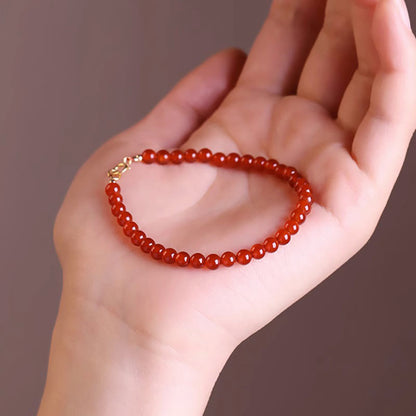 Buddhist Blessing Small Red Agate Ultra-thin Beads Calm Bracelet
