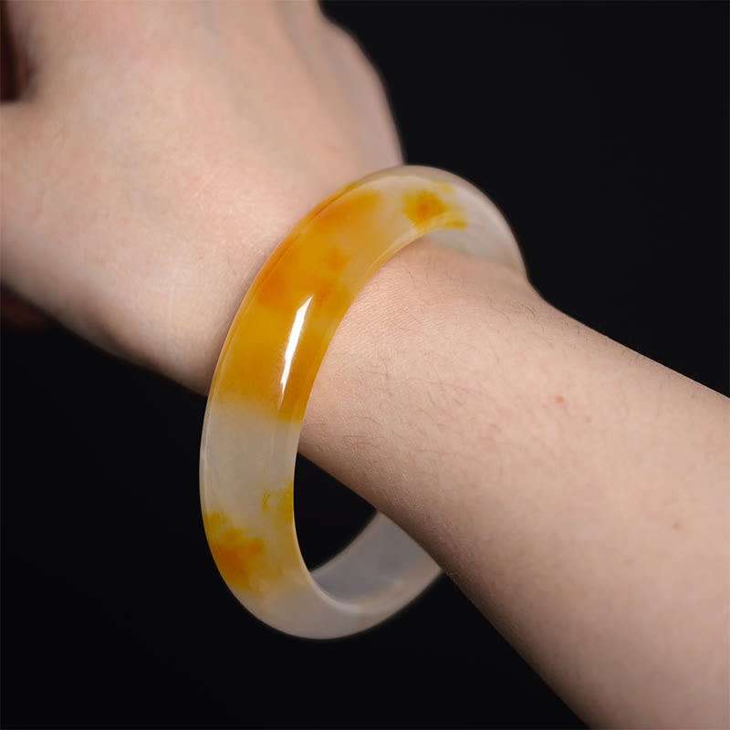 Buddhist Blessing Yellow Chalcedony Harmony Positivity Bracelet Bangle