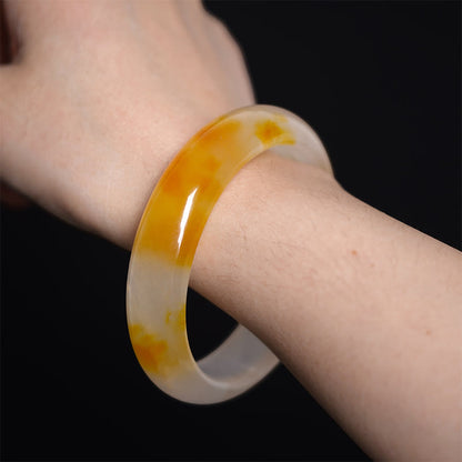 Buddhist Blessing Yellow Chalcedony Harmony Positivity Bracelet Bangle