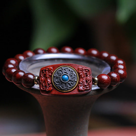 Buddhist Blessing Small Leaf Red Sandalwood Green Sandalwood Six True Words Peace Bracelet