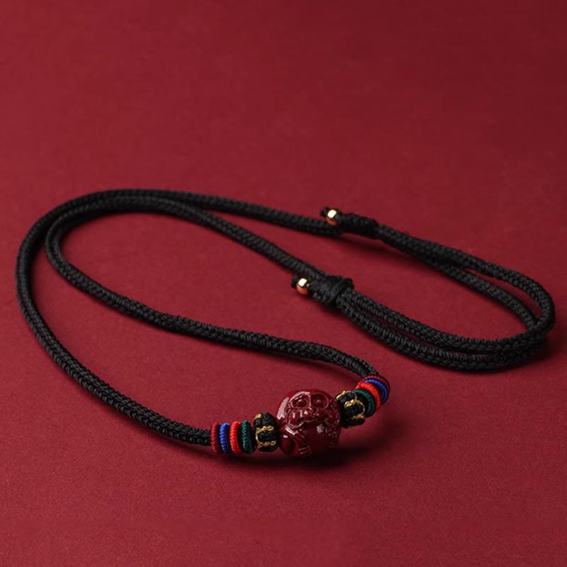 Buddhist Blessing Cinnabar Chinese Zodiac Black String Blessing Necklace Pendants