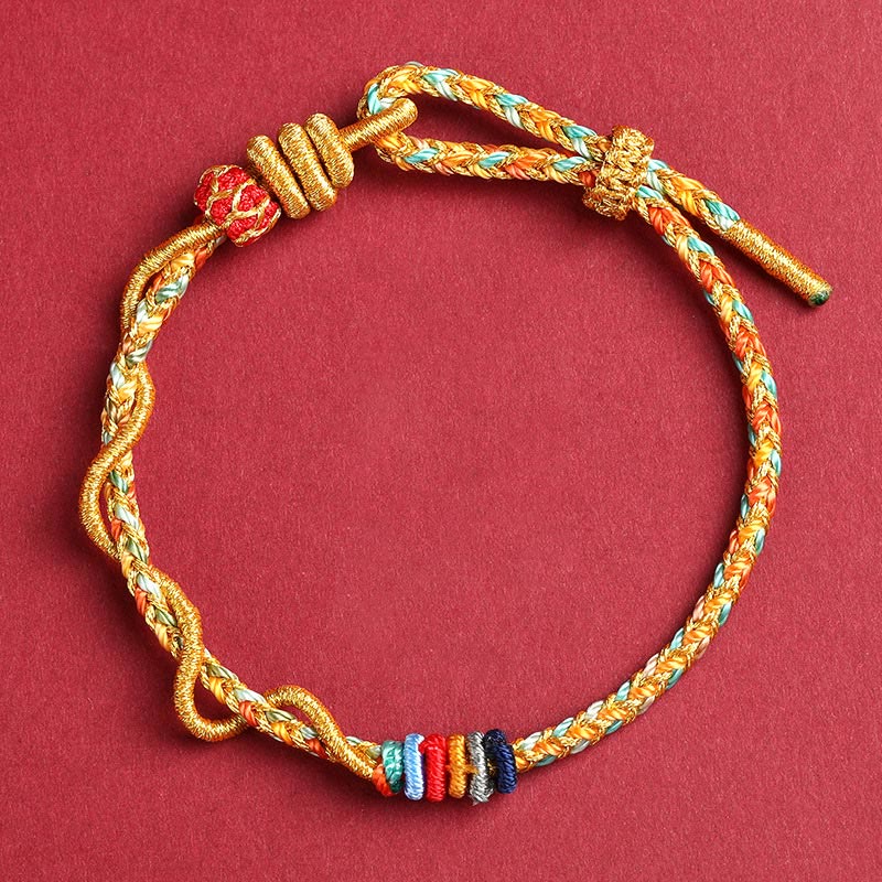 Buddhist Blessing Yellow String Year Of The Snake Protection Braided Bracelet